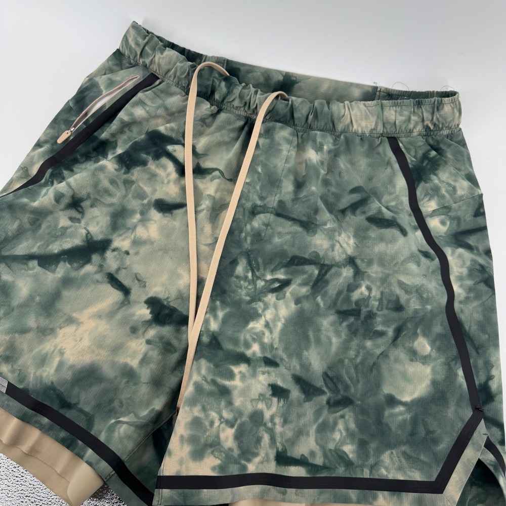 Lululemon Lab Mens Tie Dye Ripstop Mesh Lined Athletic Shorts Green Medium M